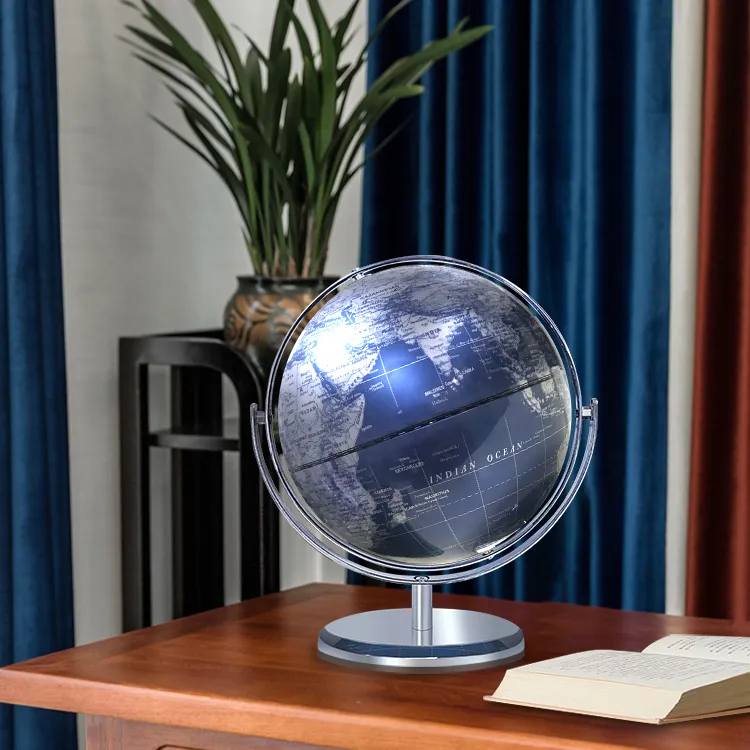 20cm Artistic Globe with a Blue Metallic Finish detail view 2